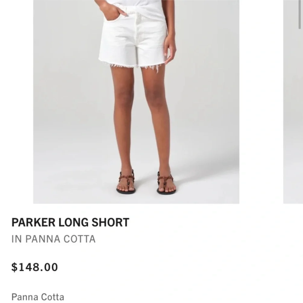 Agolde white Parker long shorts cut off raw hem size 32 organic cotton denim - Picture 5 of 8